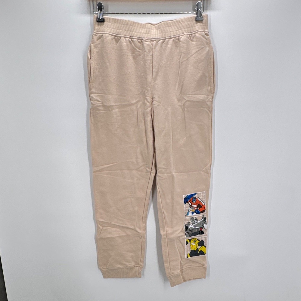 Transformers Boys Beige Fleece Jogger Pants XXL 18 Elastic Waist Drawstring